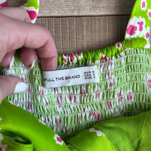 Faithfull Le Bon Floral & Apple Green Emili Dress - S - Picture 5 of 9